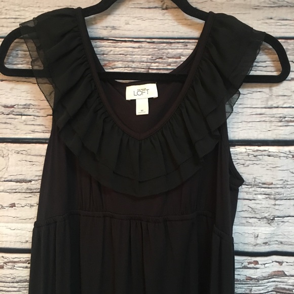 Ann Taylor LOFT LBD Tiered Ruffle Neckline. Med